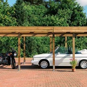 Carport, Kiefer, Flachdach Alu-Trapez-Standard