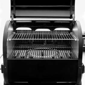 SmokeFire Grill Deckel offen, Weber Pellet Grill