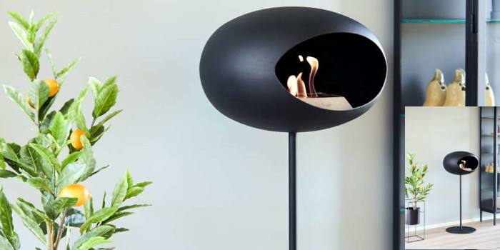 Bioethanol-Kamine Grand Steel high black