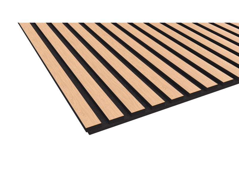 HQ Akustikpaneel Echtholz-Furnier Eiche natur - MDF Fibrabel Schwarz - PET-Faserplatte Schwarz - DekoWall