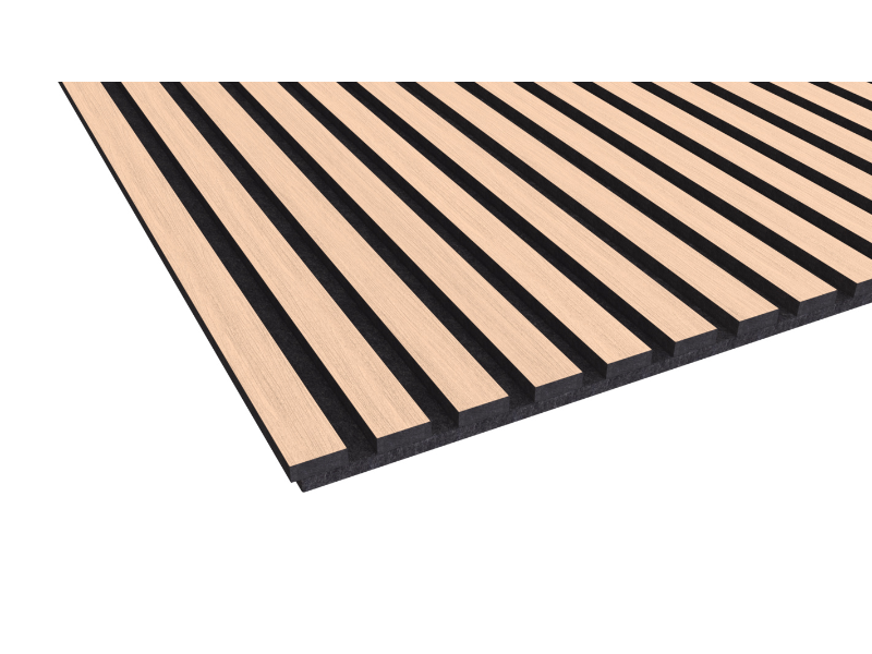 HQ Akustikpaneel Echtholz-Furnier Esche natur - MDF Fibrabel Schwarz - PET-Faserplatte Schwarz - DekoWall