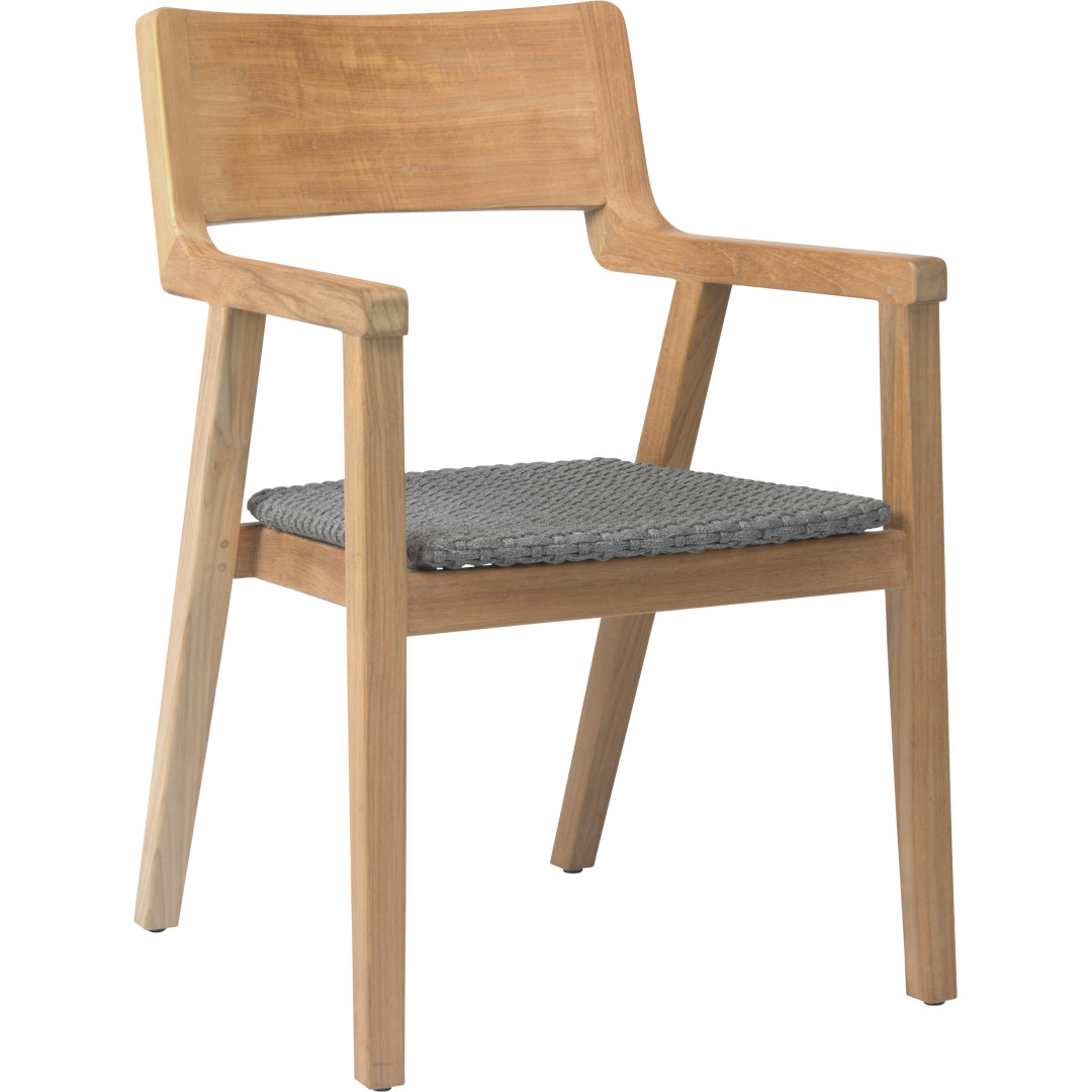 Dining-Sessel Taja Teak mit Kordel steingrau