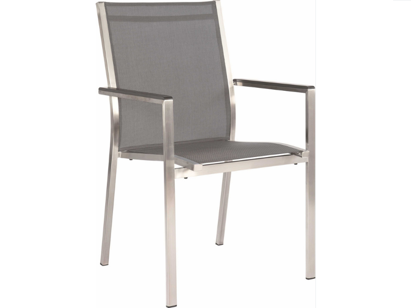 Stern Stapelsessel Cardiff Edelstahl mit Bezug Textilen silbergrau/Aluminiumarmlehnen anthrazit