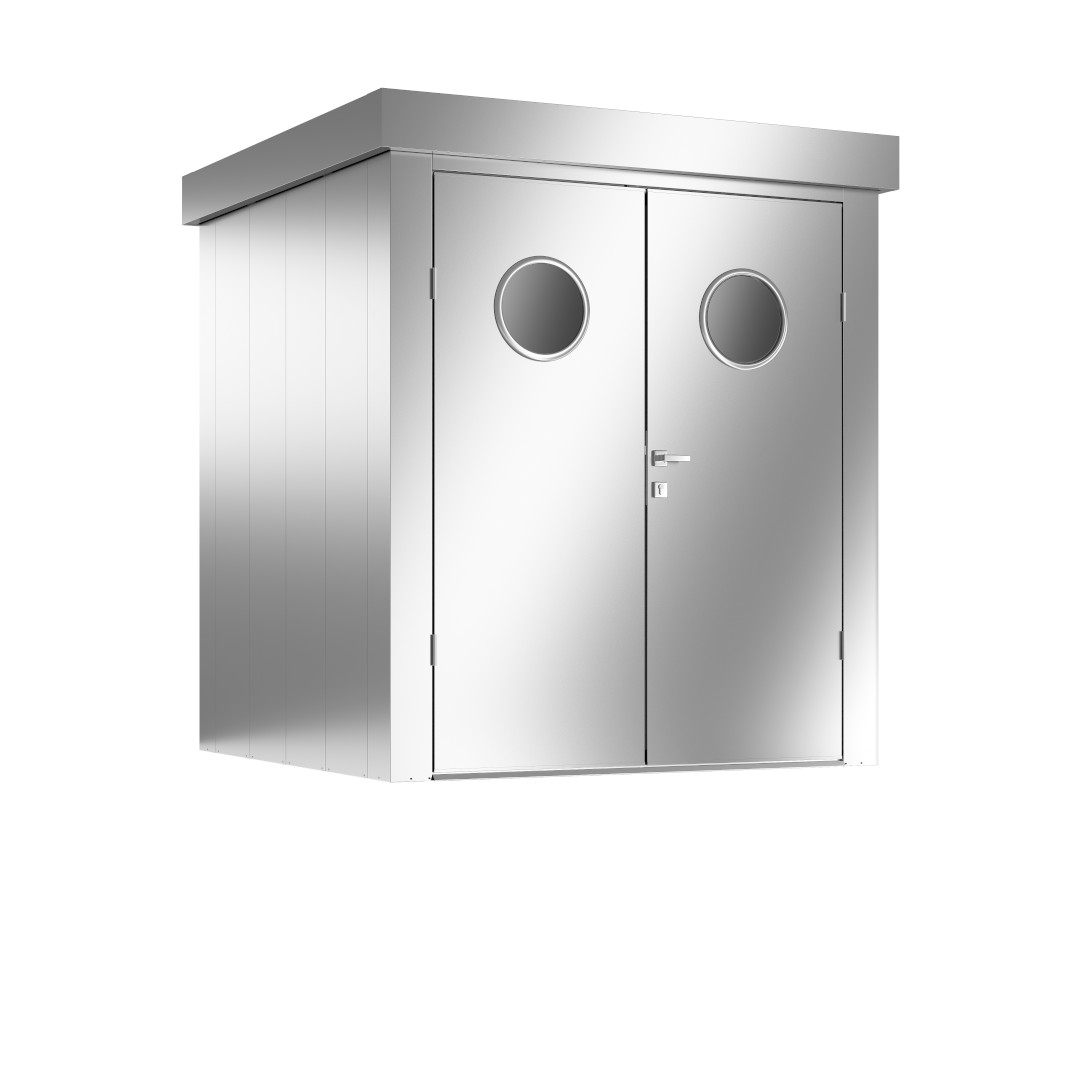 Gerätehaus silber medium mit Bullauge